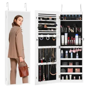 Lockable Mirror Jewelry Cabinet