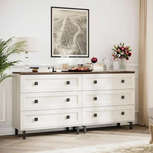 Modern White 6-Drawer Dresser